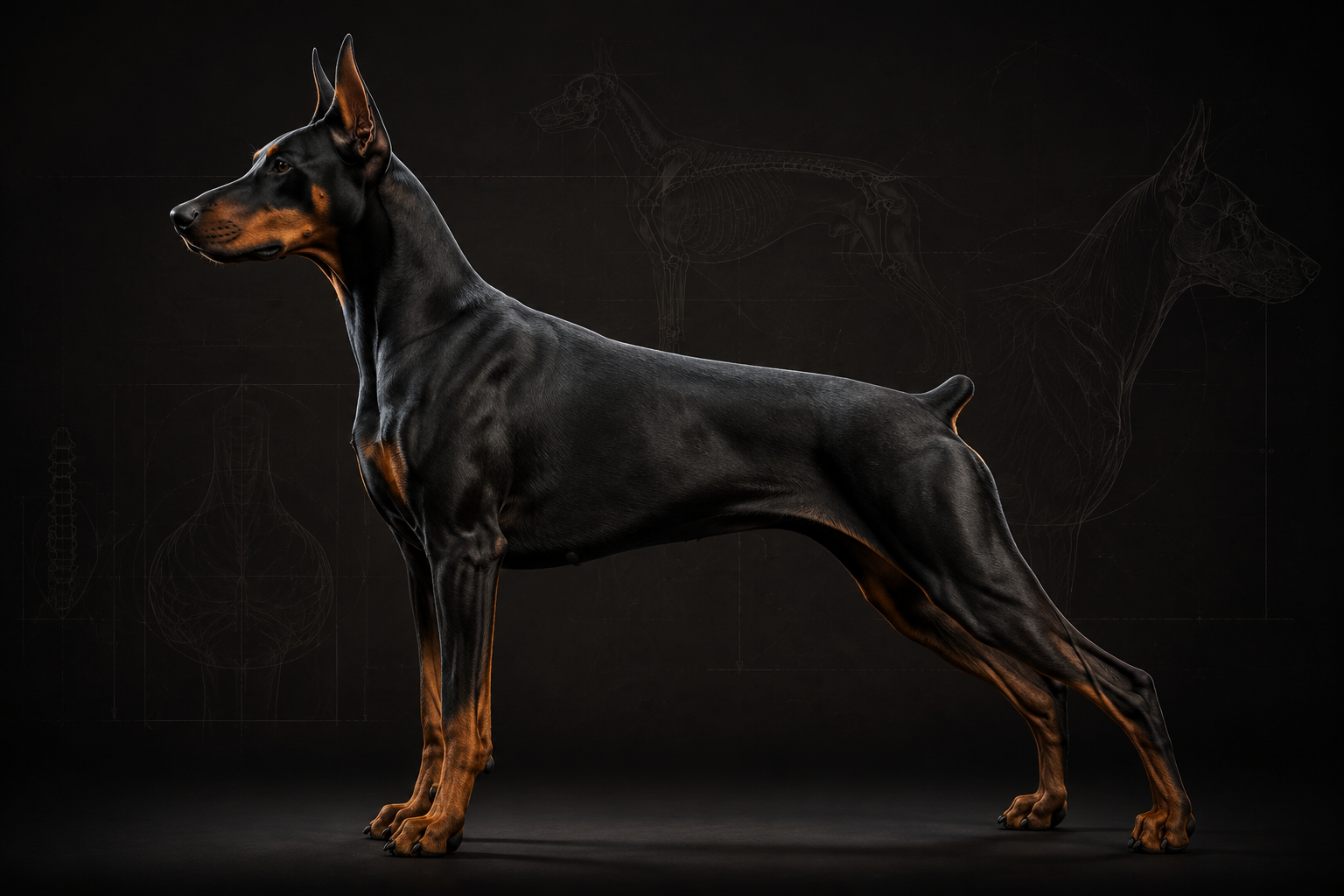 Doberman Pinscher 3D Models: Athletic Silhouette, Rigging and Guard Poses